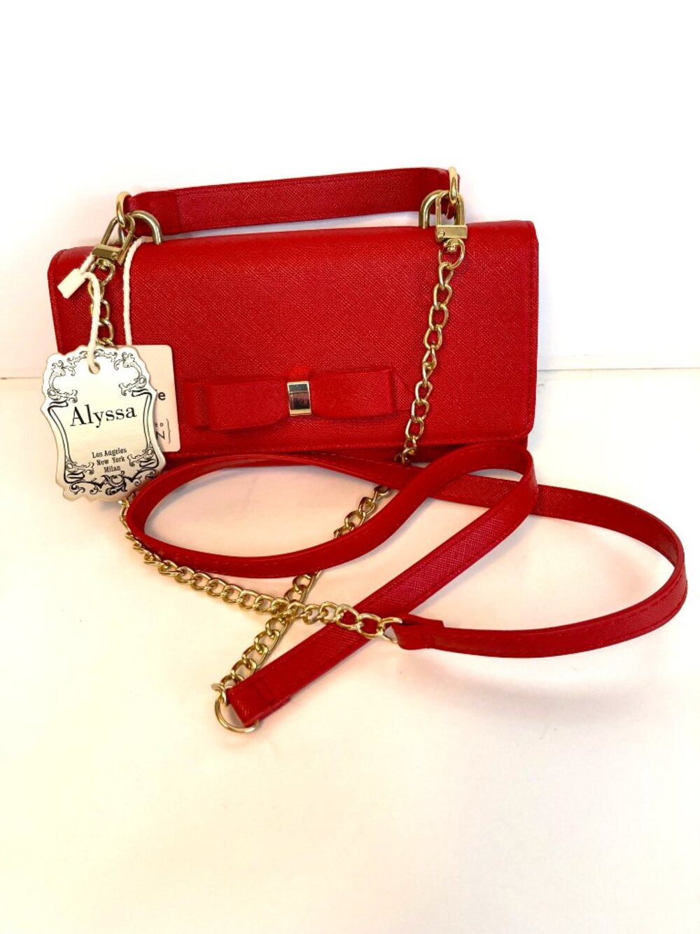 Alyssa Vegan Leather Red Crossbody Wallet Purse - NWT, Chain Strap, Card Slots